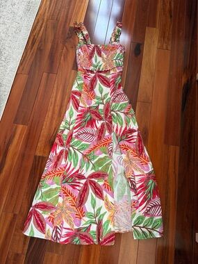 Zara Multicolor Tropical Smocked Sundress